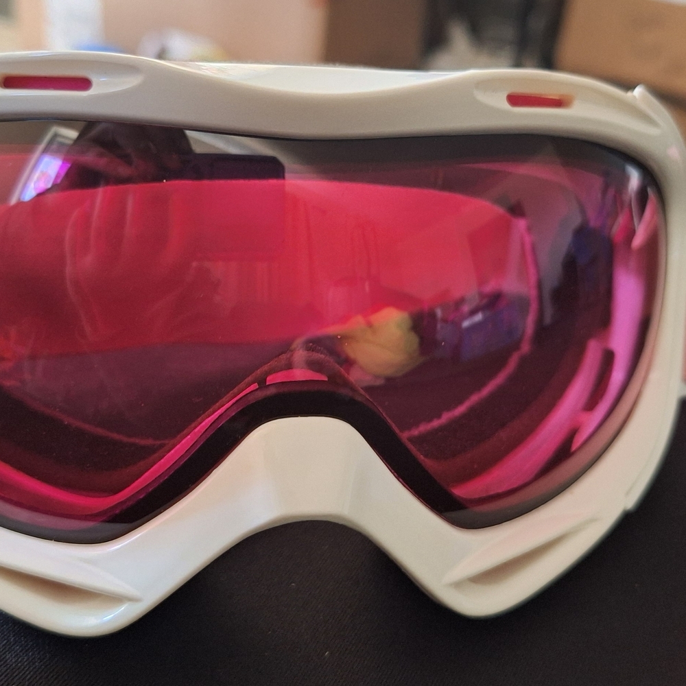 White and Pink Ski Goggles